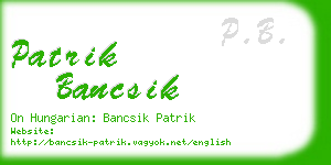 patrik bancsik business card